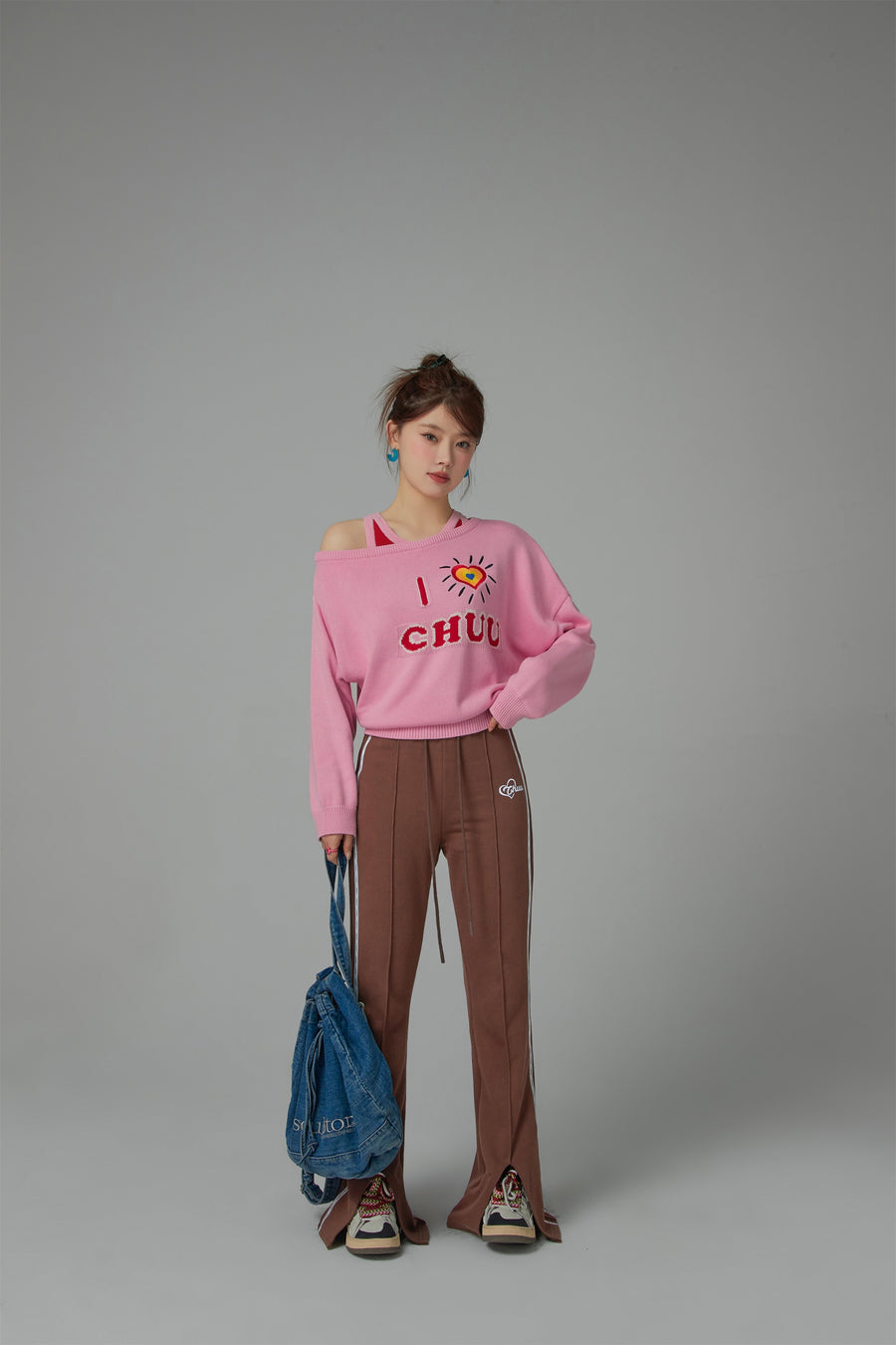 CHUU I Love Chuu Off Shoulder Knit Sweater