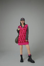 Cherry Color Block Polo Collar Dress