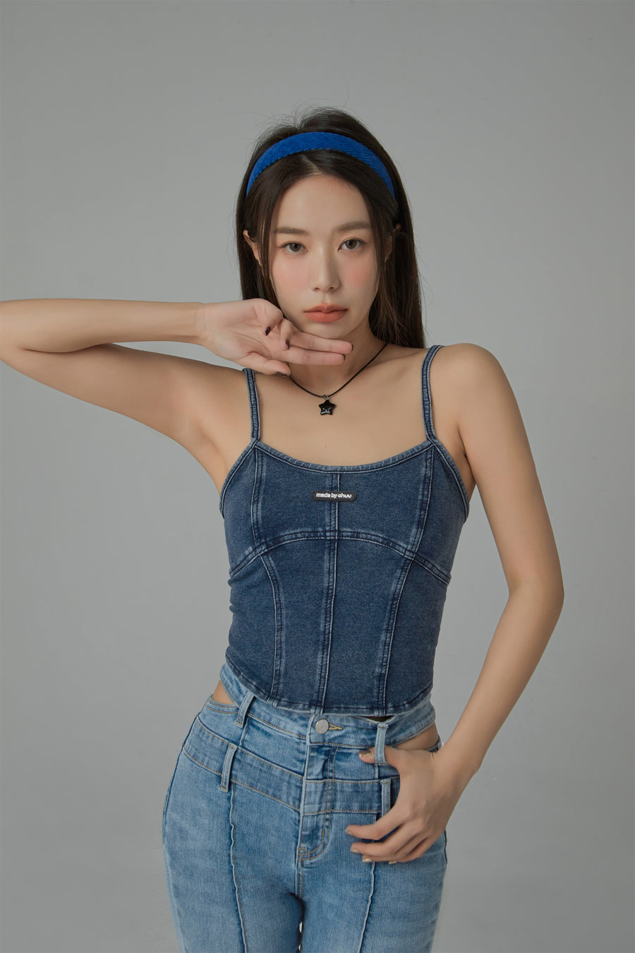 CHUU Vintage Denim Sleeveless Bustier Top