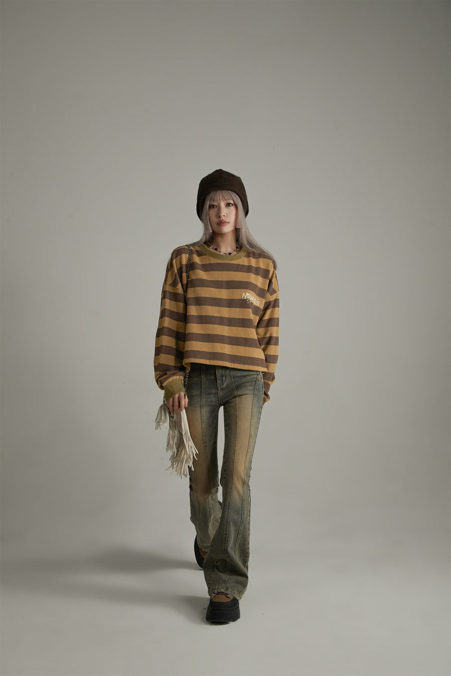 CHUU Stripe Loose Fit Sweatshirt