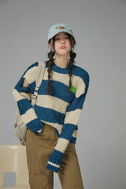 Jolly Slit Stripe Loose Fit Knit Top