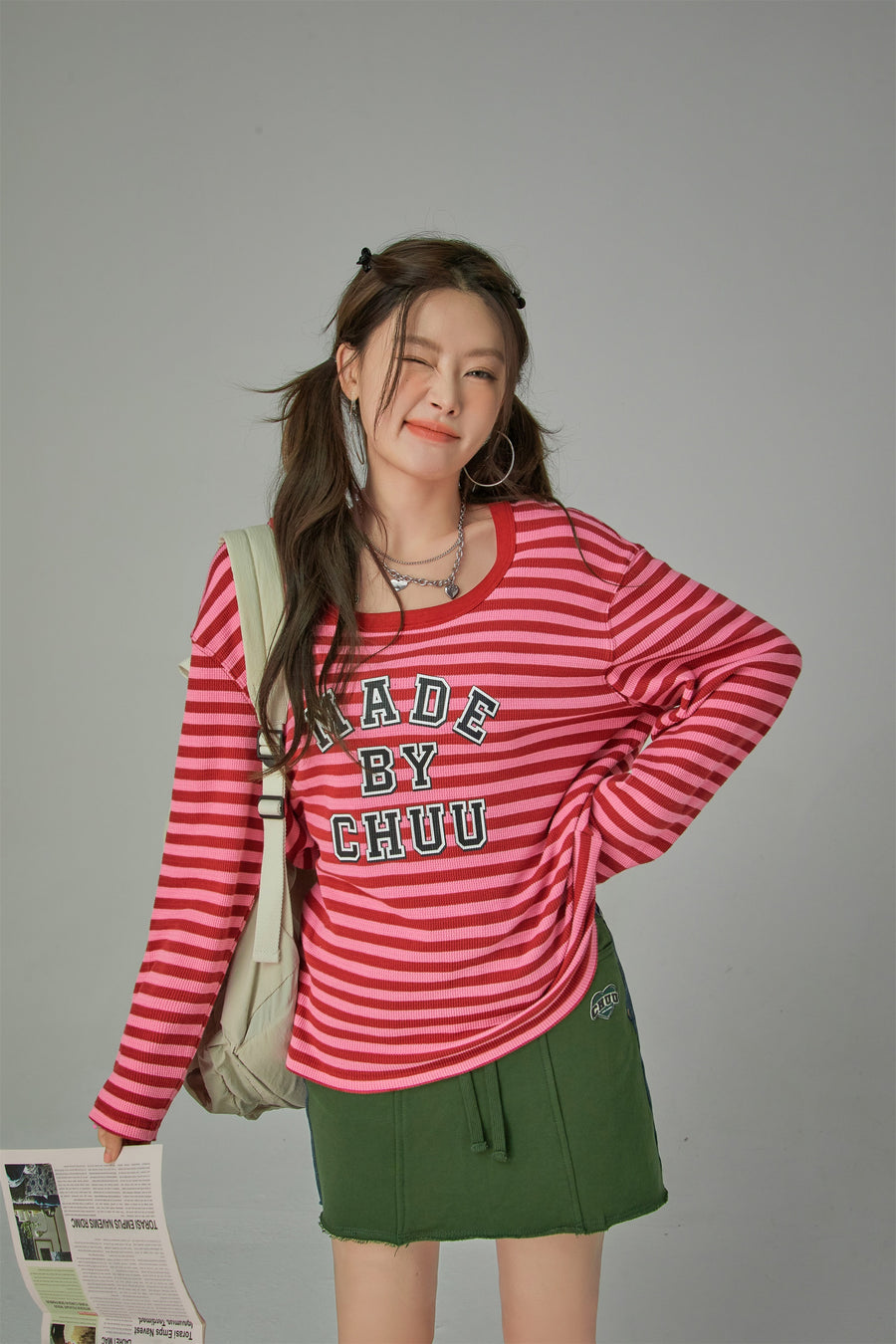 CHUU Cheerful Striped Long Sleeve T-Shirt