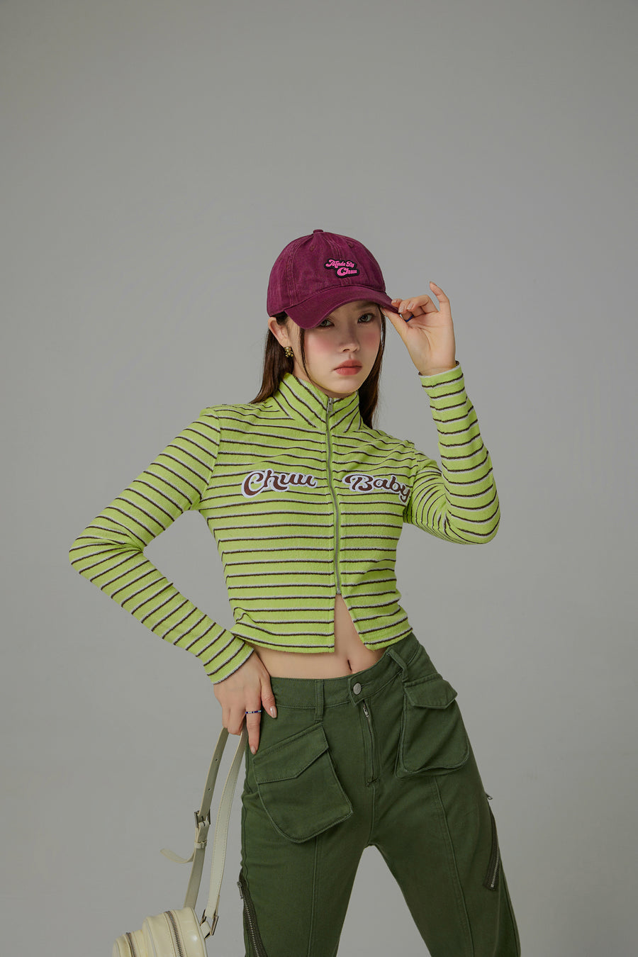 CHUU We Have Chemistry Striped Zip-Up