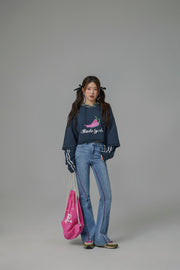 Just Fine Pink Chili Cropped Sweatshirt