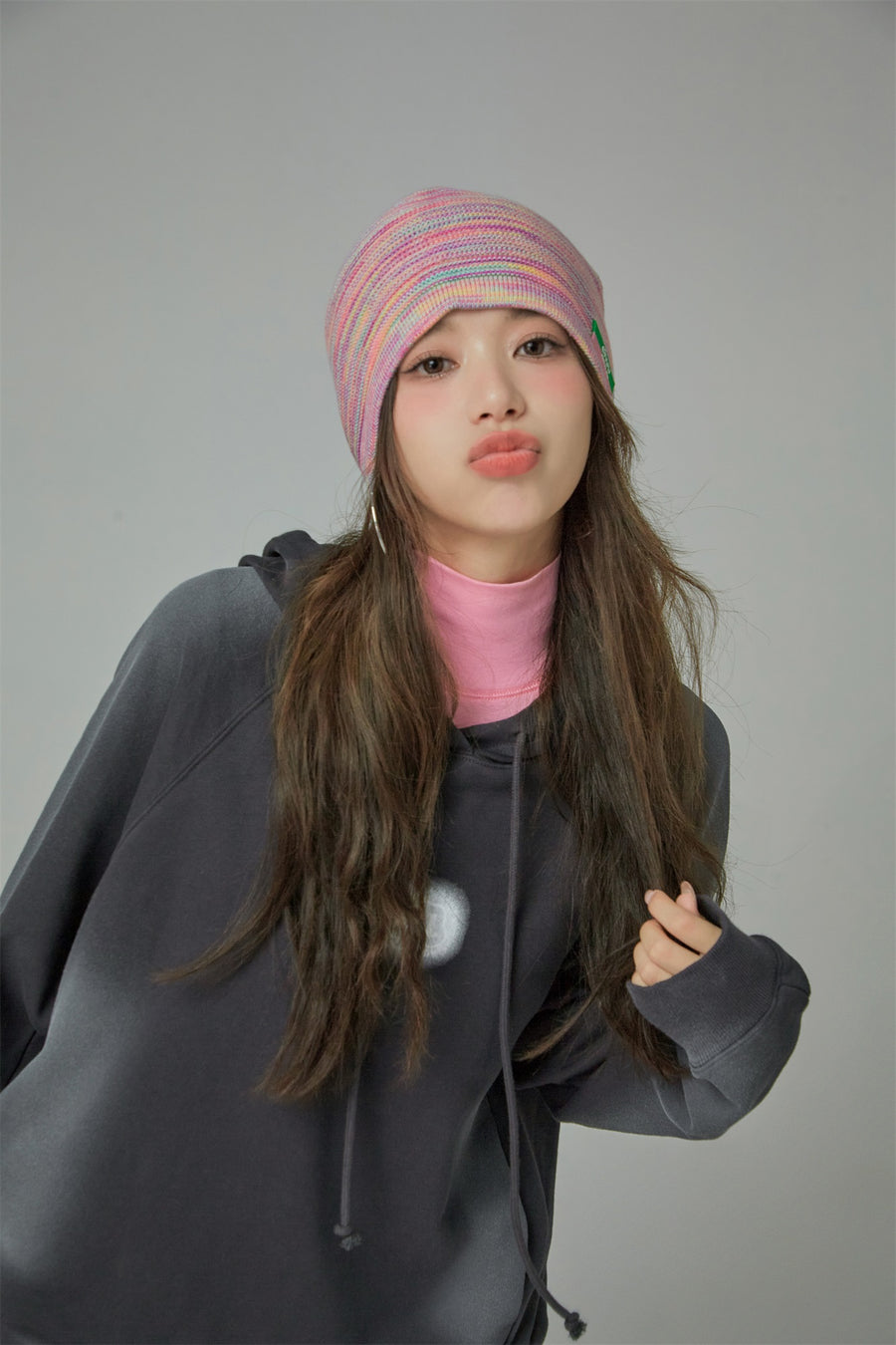 CHUU Colorful Mini Stripes Knit Beanie Hat