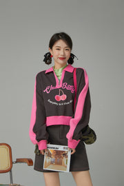 Your Favorite Girl Cherry Fleece Loose Sweatshirt