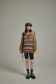 Mixed Color Blur Stripes Knit Vest