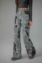 Heart Pocket Camouflage Denim Jeans