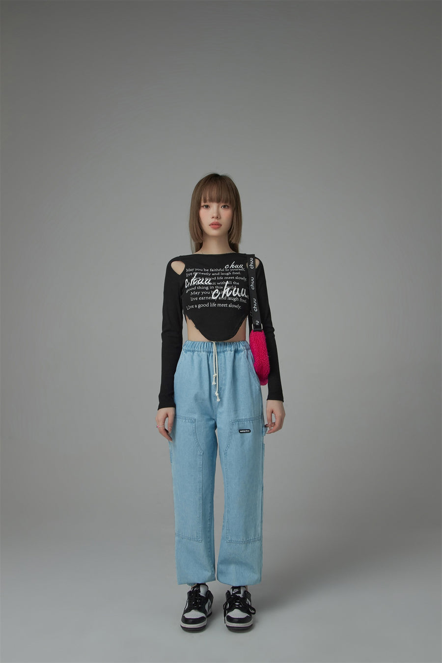 CHUU String Denim Jogger Pants