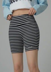 Striped Ribbed Biker Shorts