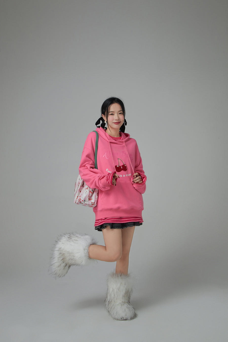 CHUU Cherry Loose Fit Hoodie