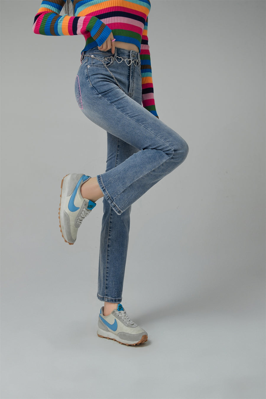 CHUU Heart Pocket Bootcut Denim Pants