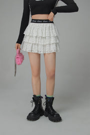 Star Lace Frill Mini Skirt