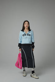 Chuu Lettering Half Zip-Up Hoodie