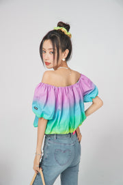 Rainbow Off-Shoulder Blouse