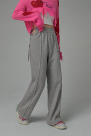 Side Slits String Wide Sweat Pants