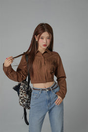 Shirred Cropped Shirt