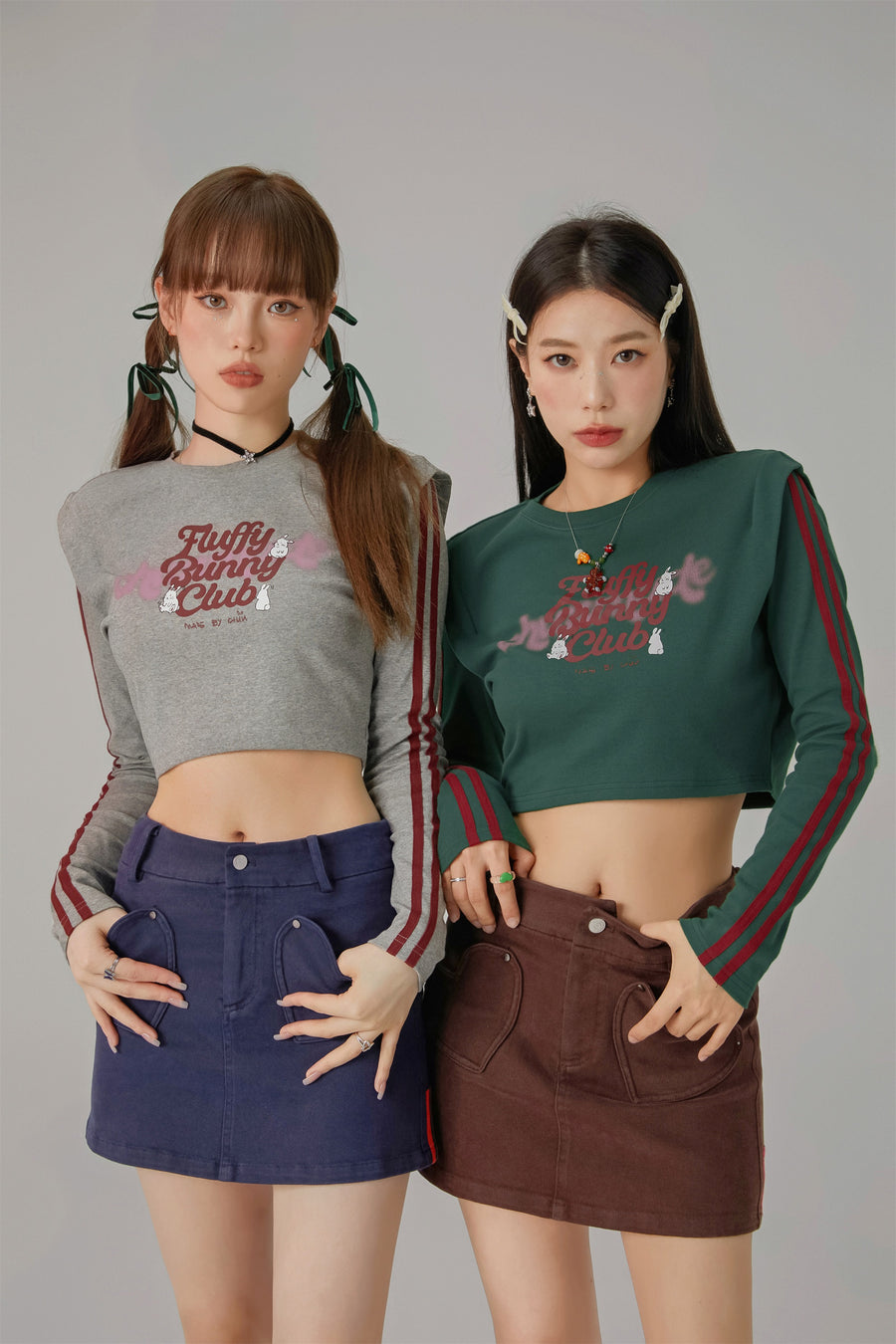 CHUU Fluffy Bunny Crop Long-Sleeves Top