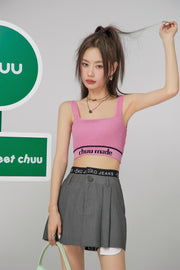 Chuu Made Ribbed Crop Sleeveless Top