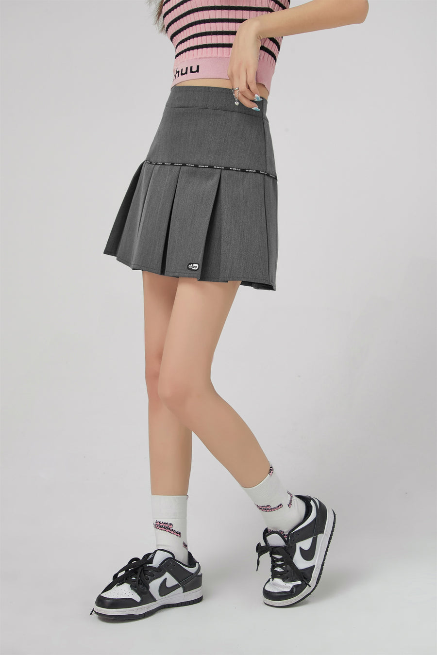 CHUU Maxi Pleats Mini Skirt