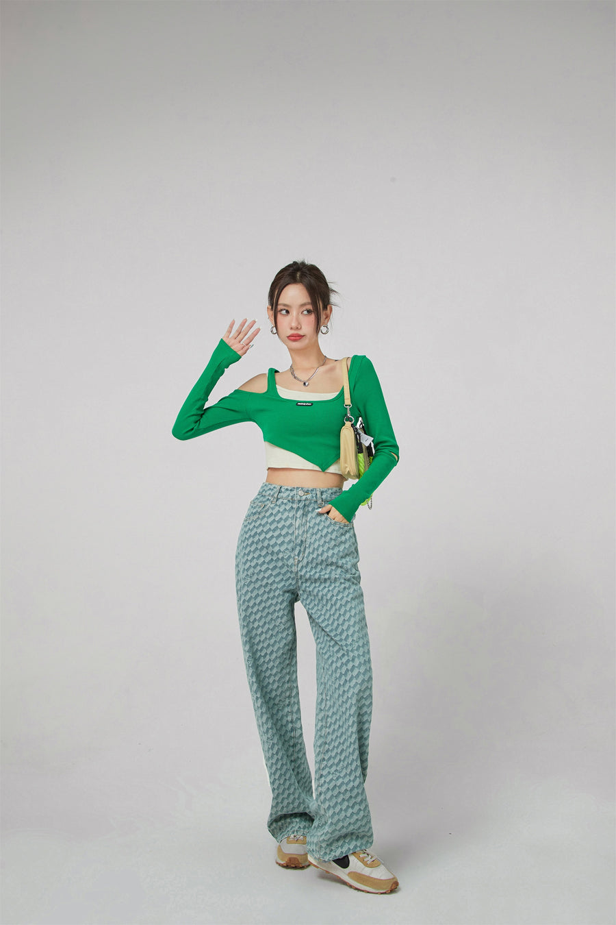 CHUU Checkerboard Wide Jeans