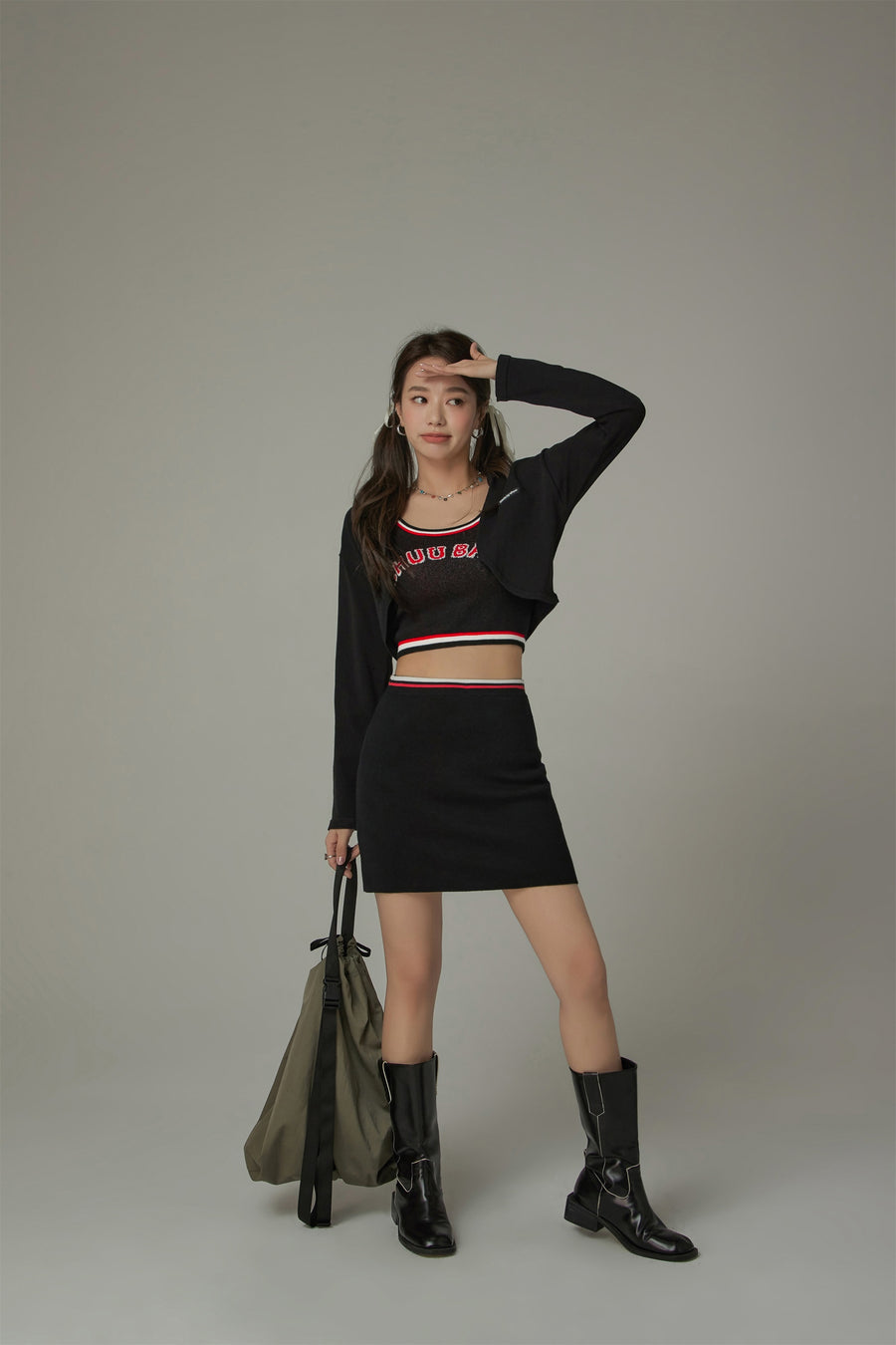 CHUU Line Color Sleeveless Crop Top