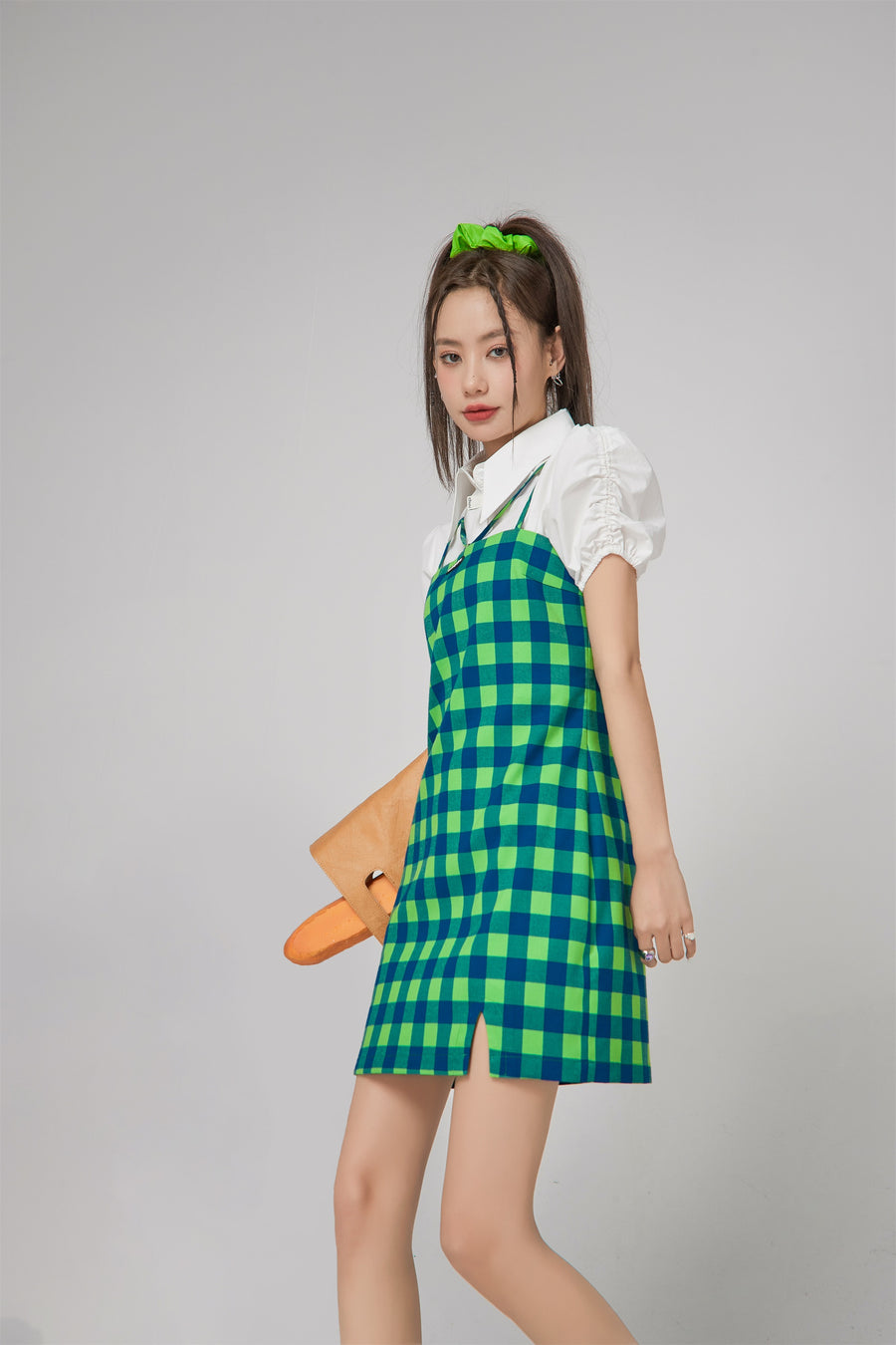 CHUU Check Sleeveless Mini Dress