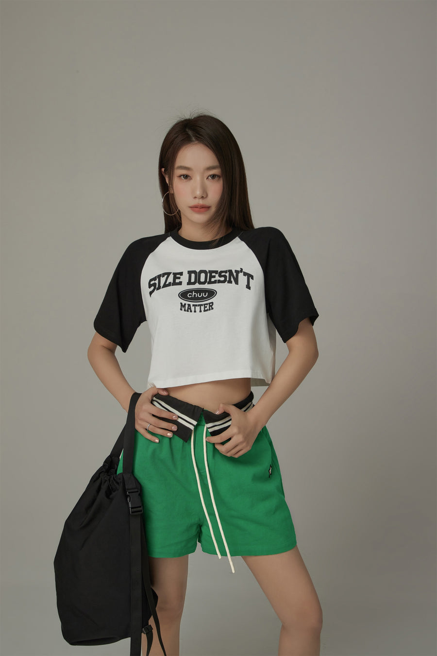 CHUU Size Doesnt Matter Raglan Cropped T-Shirt