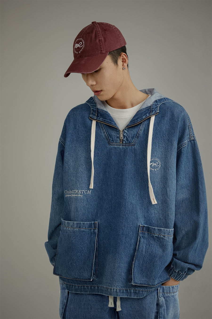 CHUU Club Stretch Denim Pocket Anorak Jacket