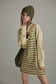 Loose Striped Hoodie Dress