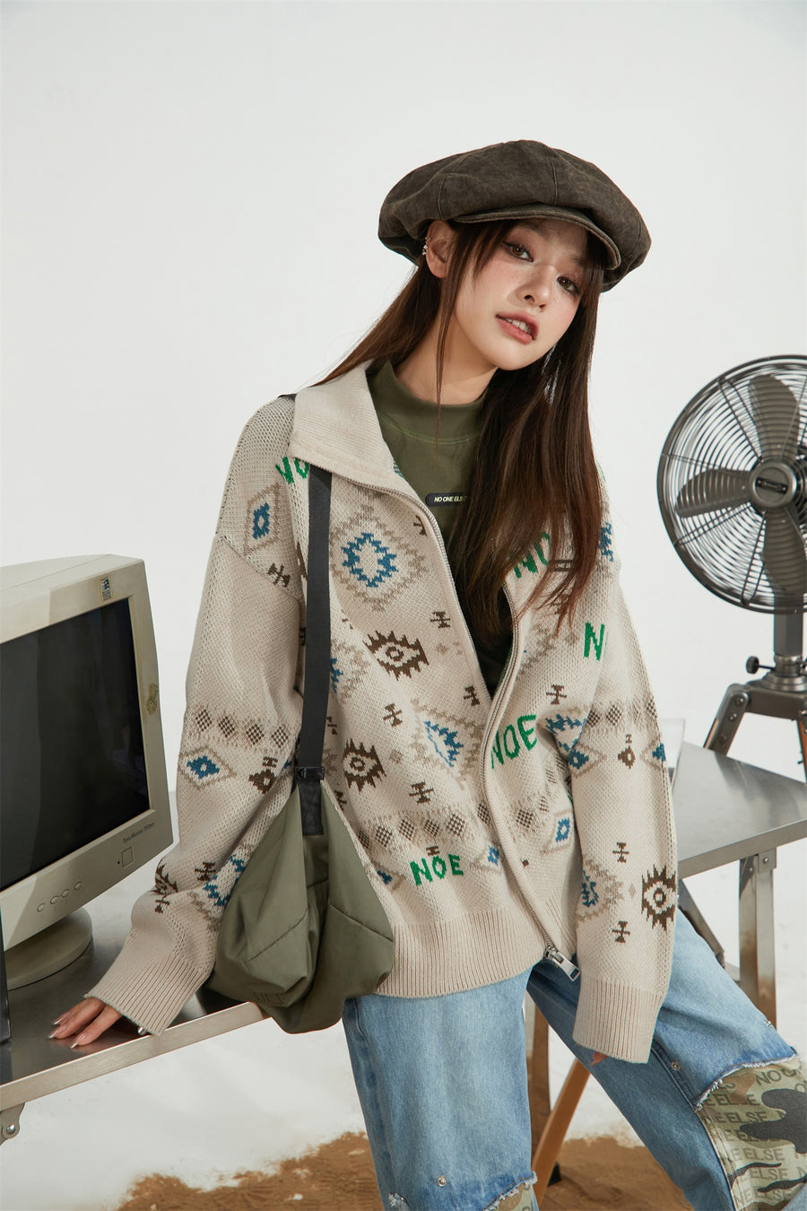 CHUU Vintage Mix Pattern Outer Jacket