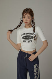 Size Doesnt Matter Back Cut Out Cropped T-Shirt