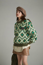 Argyle Loose Fit Knit Sweater