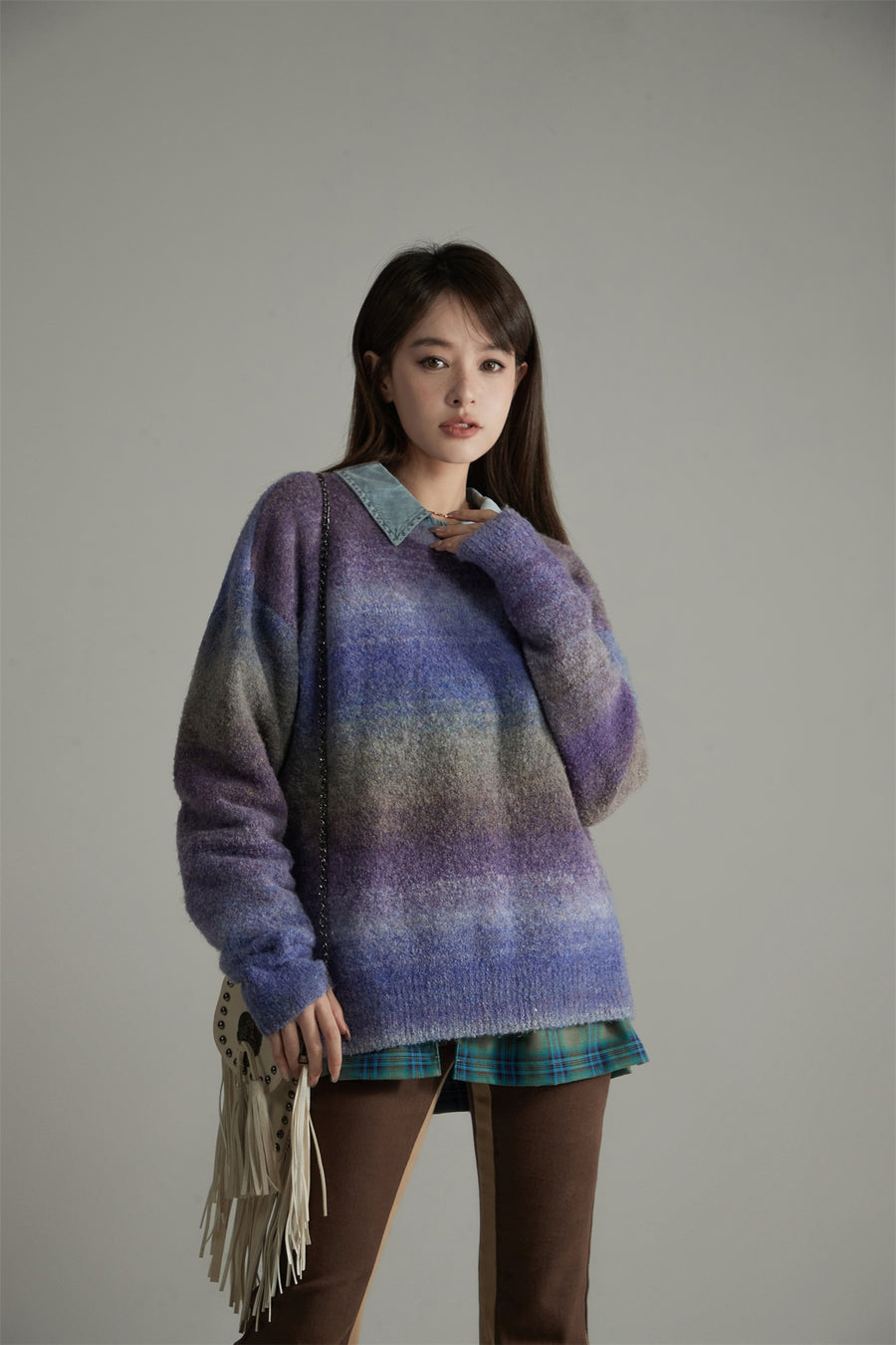 CHUU Gradient Stripe Knit Sweater