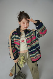 I See The Light Striped Fleece Overfit Jacket