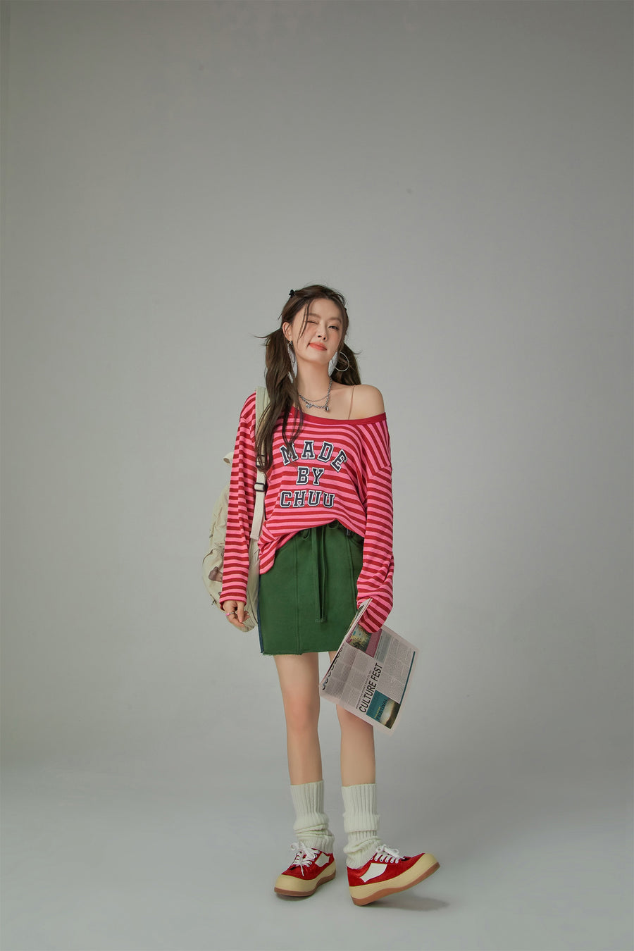 CHUU Cheerful Striped Long Sleeve T-Shirt