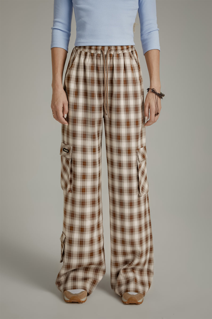 CHUU Check Pocket Wide Pants