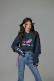 Just Fine Pink Chili Cropped Sweatshirt