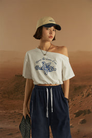 Unbalanced Off-Shoulder T-Shirt