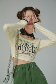 Chuu Girl Cut Out Collar Crop Top