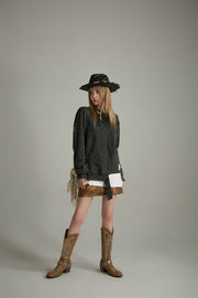 Unbalanced Distressed Long Sleeve Sweater