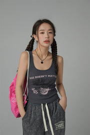 Size Doesnt Matter U-Neck Crop Sleeveless Tank Top