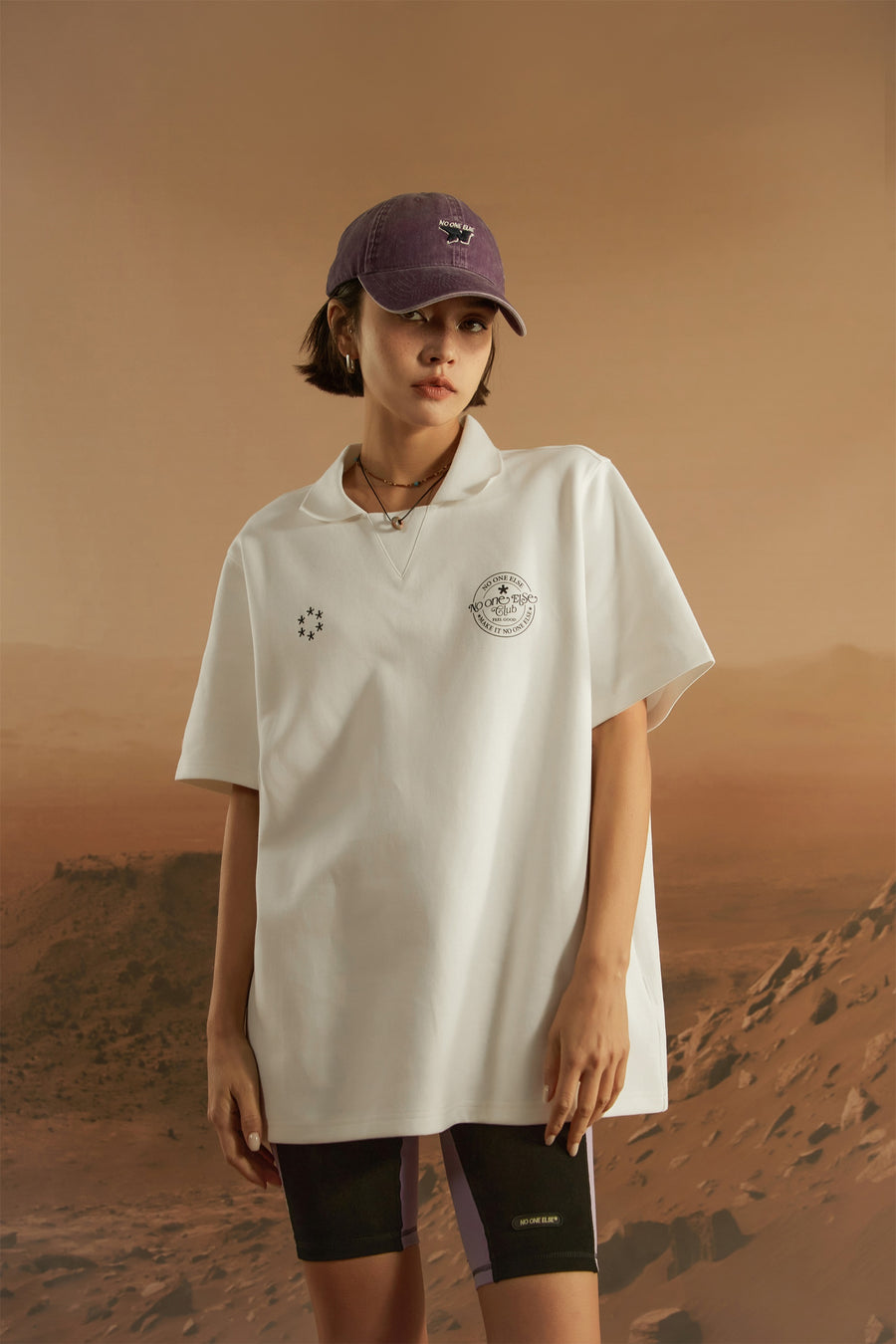 CHUU Star Circle Boxy Polo T-Shirt