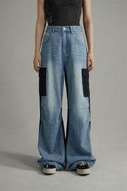 Color Outline Wide Denim Pants