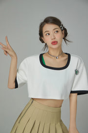 Boat-Neck Loosefit Crop Top