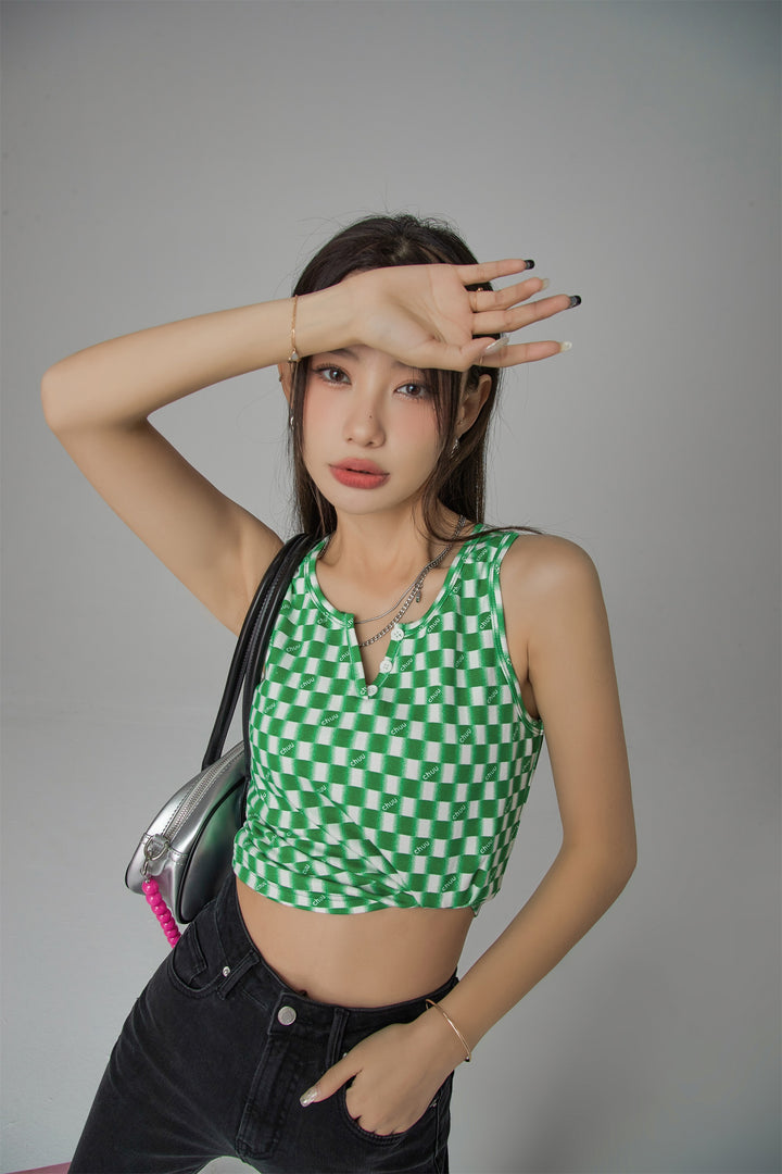 Not Afraid Of Tomorrow Checkered Sleeveless Top