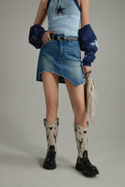 Unbalanced Denim Mini Skirt