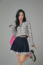 Too Sweet Chuu Lettering Open Collar Knit Top