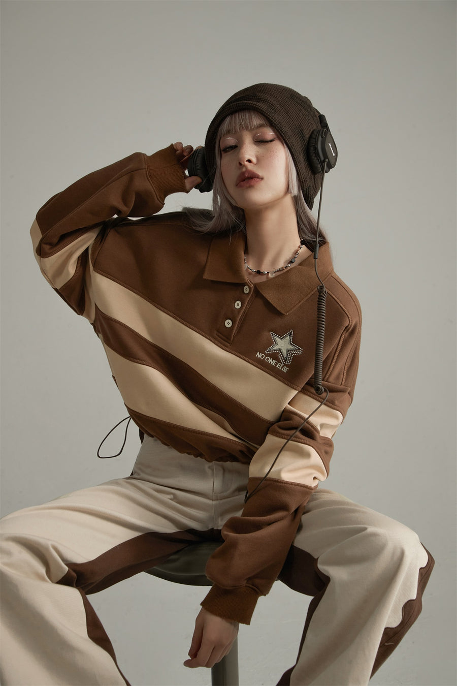 CHUU Polo Neck Vintage Sweatshirt