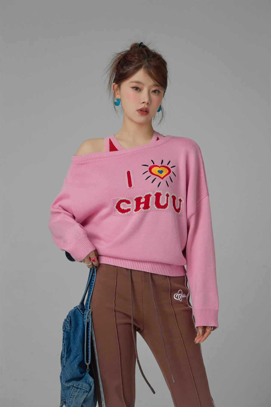 CHUU I Love Chuu Off Shoulder Knit Sweater